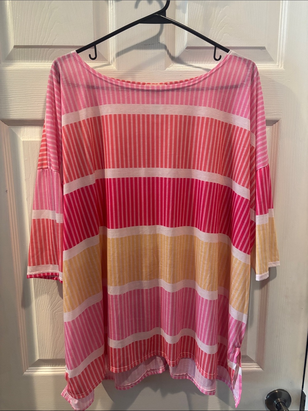 BiBi Pink & Yellow Striped Boatneck Tunic